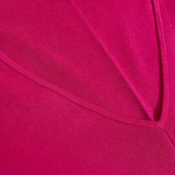 Judith & Charles Silk Blend Sweater V-Neck Long Sleeve Fuchsia Hot Pink - Picture 6 of 12